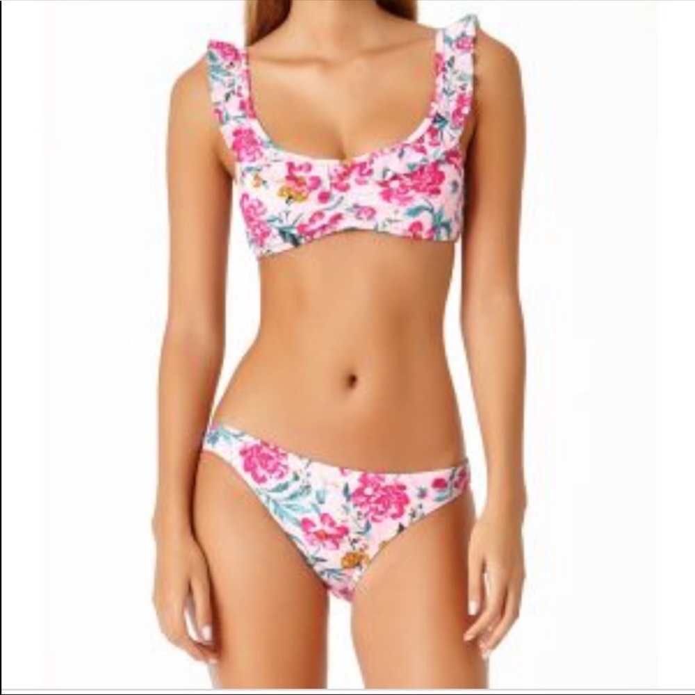 California Sunshine Pink Floral Bikini size Small
